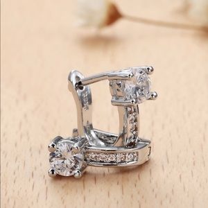 White Sapphire 925 Sterling Silver Hoop Earrings